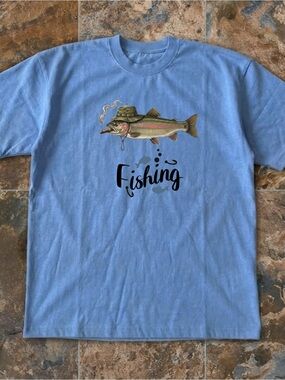 Gildan Fishing Trout Cigar Graphic Tee